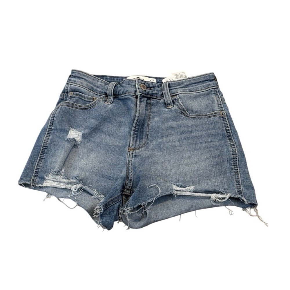 Hollister Women's Jean Shorts Y2K Distressed Cutoff Curvy Mid Rise 3" Sz 5 27W